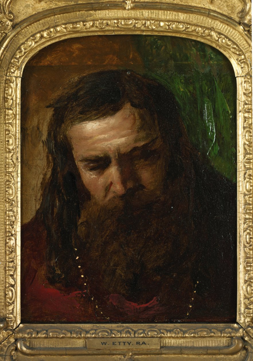 Retrato de um homem (óleo sobre papel colocado no painel) de William Etty