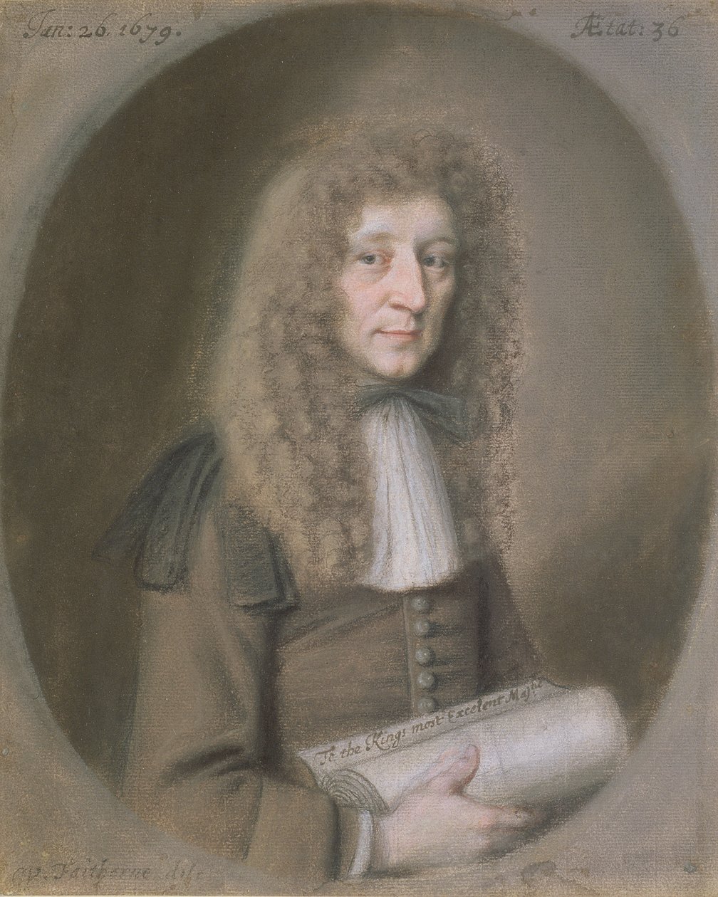 Retrato de um homem, provavelmente Thomas Dare, 1679 (pastel e giz preto sobre papel) de William Faithorne