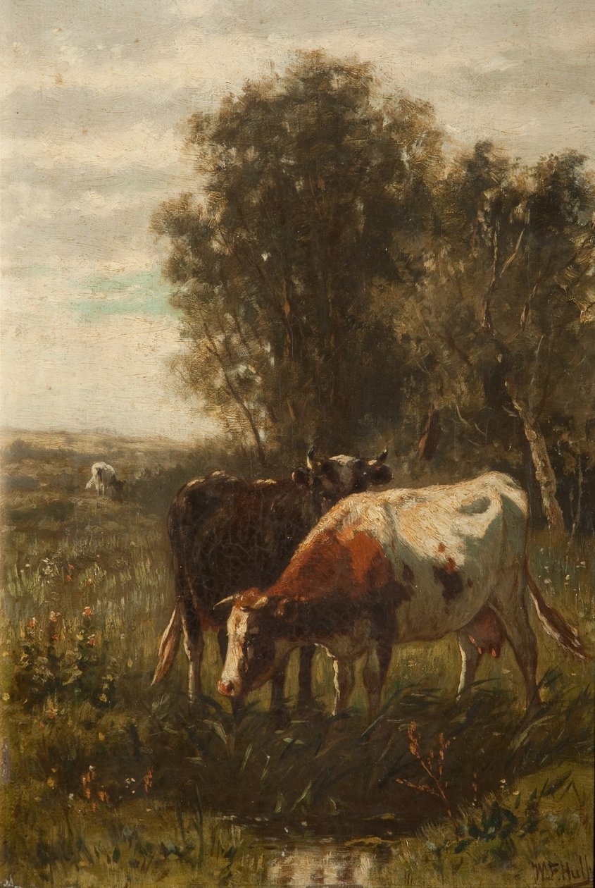 Duas vacas em uma paisagem de William Frederick Hulk