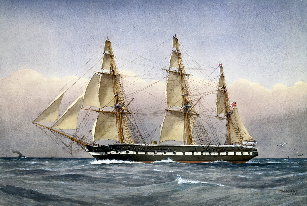 HMS Glasgow no mar em 1861, 1903 (wc no papel) de William Frederick Mitchell