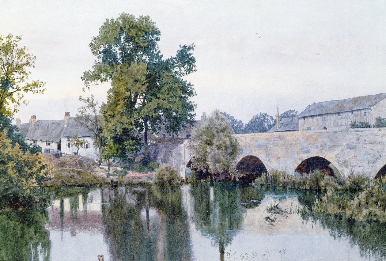 Ponte de pedra na aldeia, 1889 (wc no papel) de William Garden Fraser