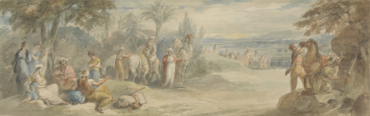 Viajantes na Turquia (wc, caneta e tinta sobre grafite sobre papel) de William Hamilton