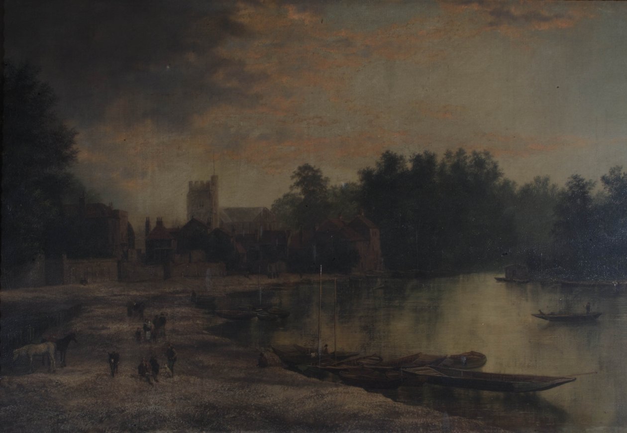 Twickenham Parish Church e Eel Pie Island, 1821 de William Hardurcke