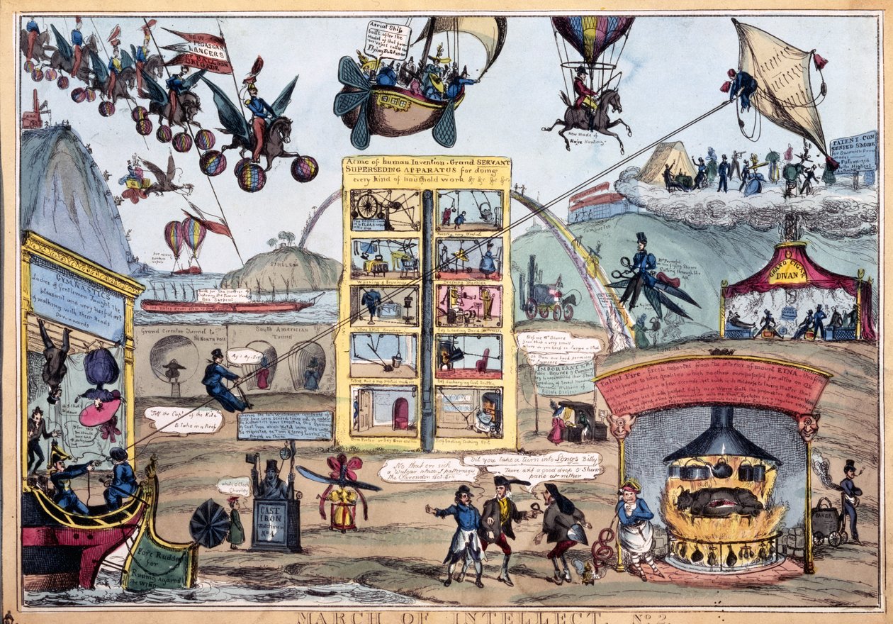 March of Intellect No.2, publicado por Thomas McLean, c.1827 (gravura colorida) de William Heath