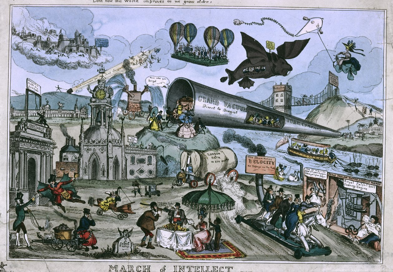 March of Intellect, publicado por Thomas McLean, 1829 (gravura colorida) de William Heath