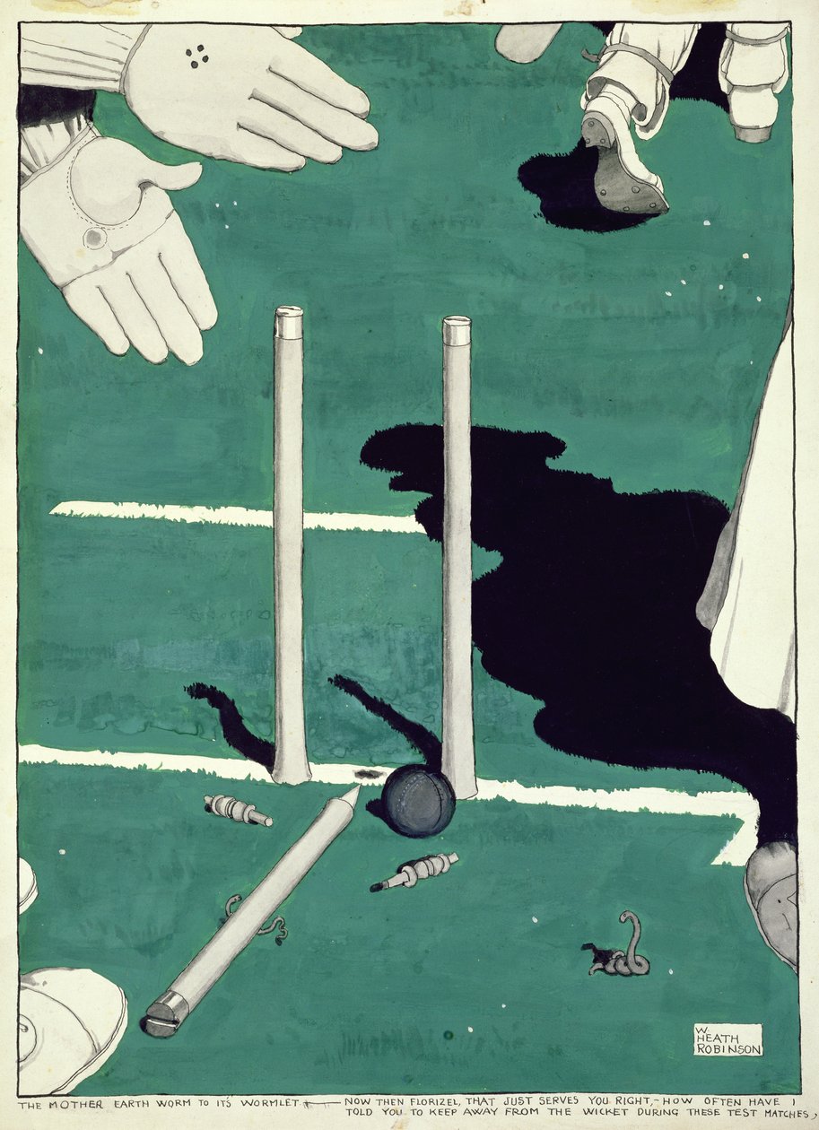 O verme da mãe terra para o seu wormlet - Agora, em seguida, Florizel. . . Quantas vezes eu disse para você ficar longe do postigo durante esses jogos de teste de William Heath Robinson