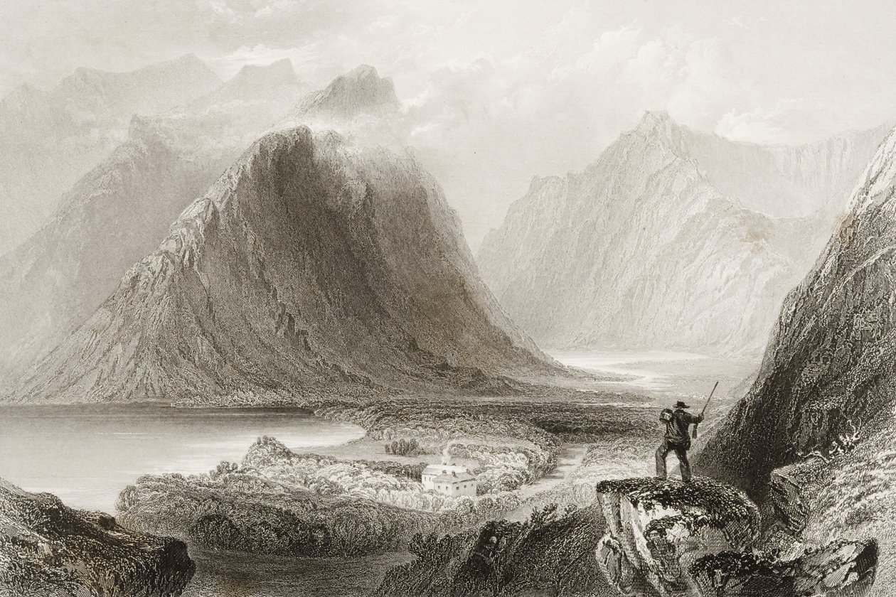 Delphi Lodge, Condado de Mayo, na Irlanda, de "Cenário e Antiguidades da Irlanda" por George Virtue, de 1860 de William Henry Bartlett