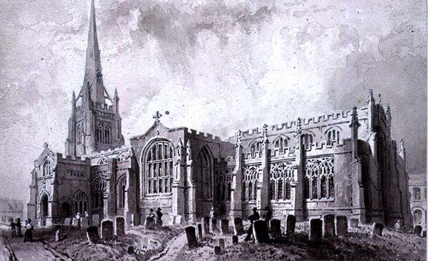 São João Batista, Thaxted, Essex, Vista do Sudoeste de William Henry Bartlett