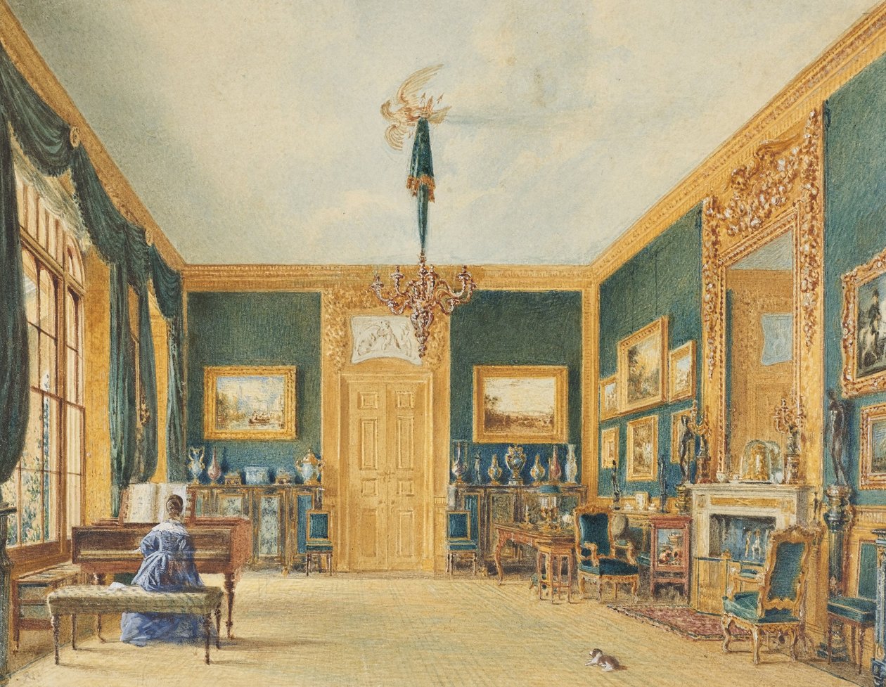A sala de desenho verde do conde de Essex em Cassiobury de William Henry Hunt