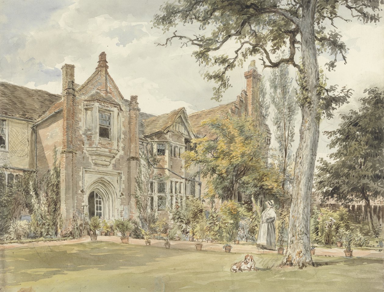 The Lecture House, Watford, c.1820 (wc sobre grafite sobre papel) de William Henry Hunt