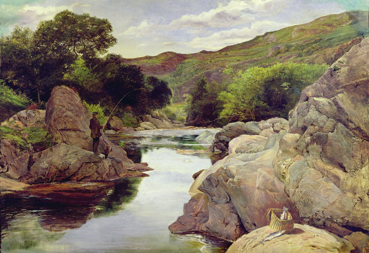 Glenfinlas com a pesca de Millais, 1853 de William Henry Millais