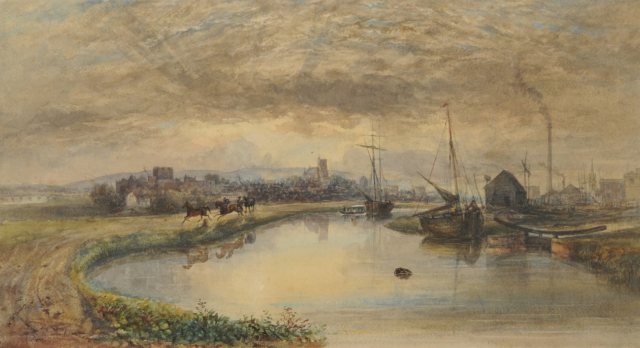 De manhã cedo - Carlisle do Canal, 1842-66 (wc no papel) de William Henry Nutter