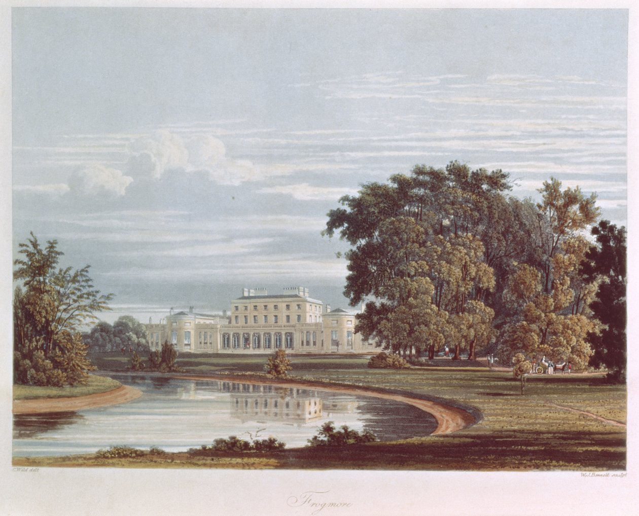 Frogmore, Windsor de Pynes Royal Residences, 1818 (água-marinha) de William Henry Pyne
