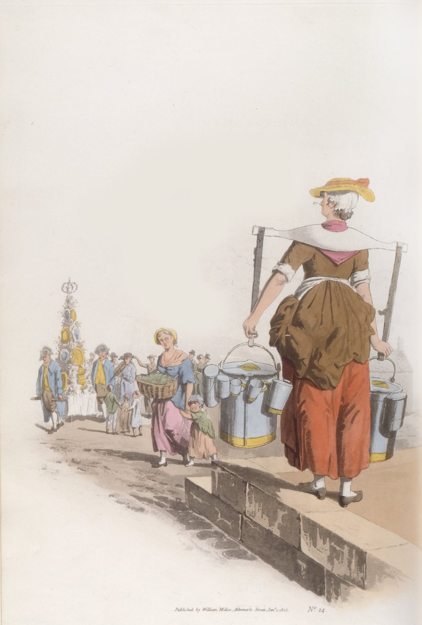 Mulher Leite, do traje da Grã-Bretanha, c.1819 de William Henry Pyne