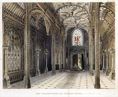 O Conservatório Gótico, Carlton House, da Pynes Royal Residences, publicado em 1818 de William Henry Pyne
