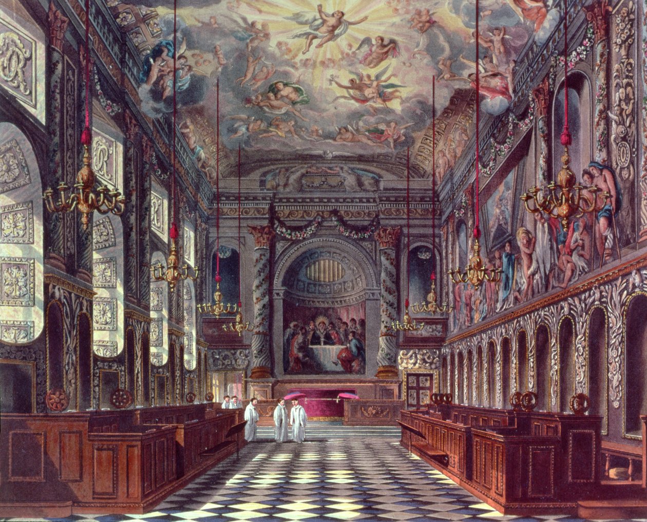 A, capela real, castelo windsor, de, Pynes, real, residências, 1818 de William Henry Pyne