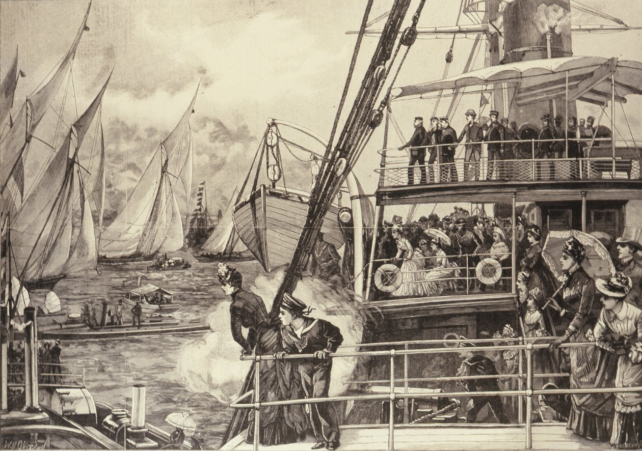 O Príncipe de Gales Começando a Corrida de Iates do Jubileu, de The Illustrated London News, 25 de junho de 1887 de William Heysham after Overend
