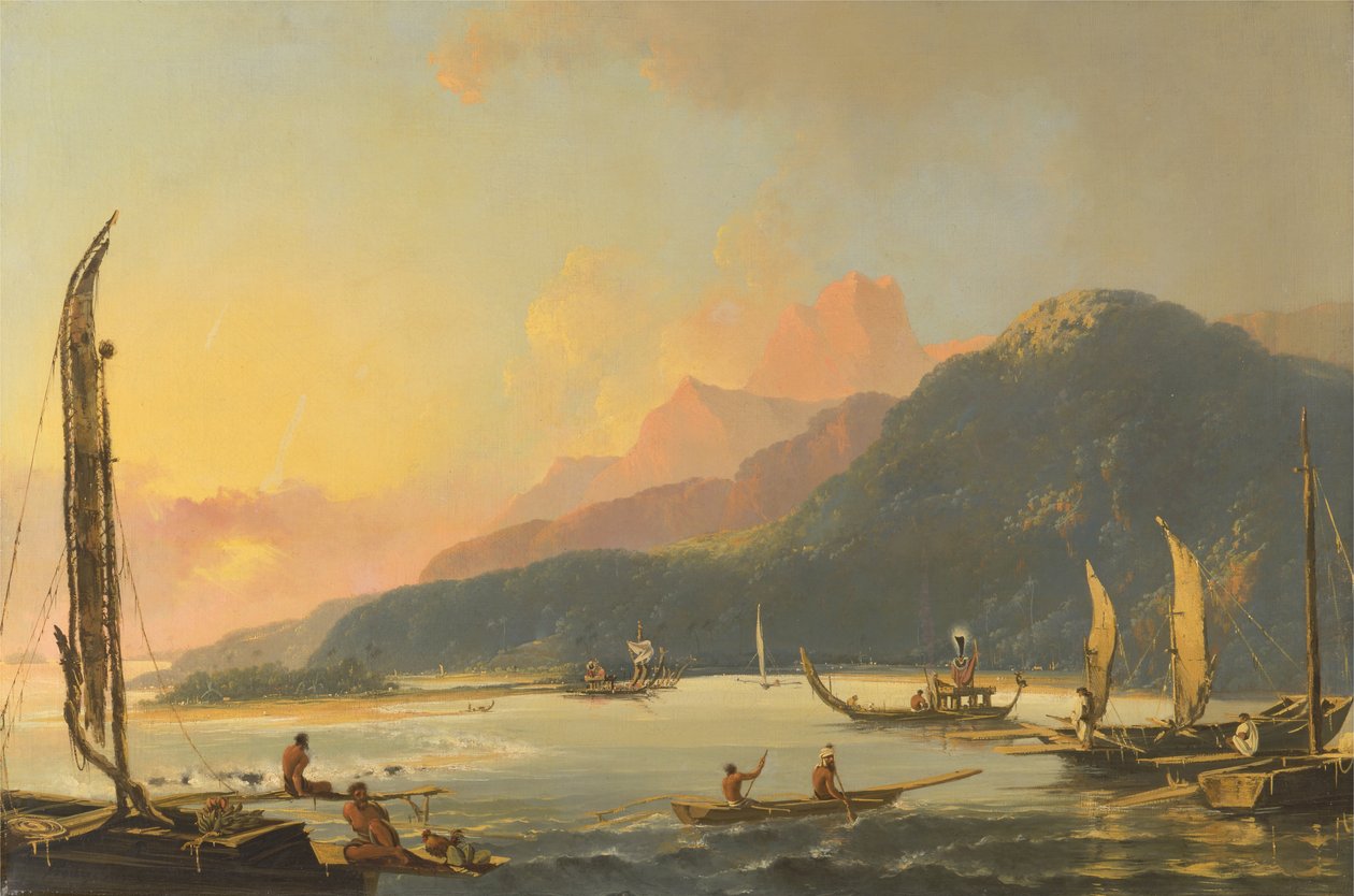 Galés da Guerra do Taiti na Baía de Matavai, Taiti de William Hodges
