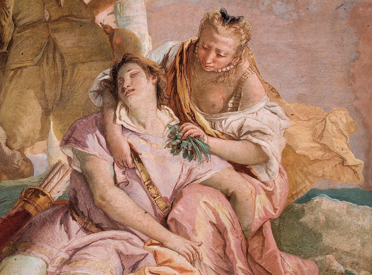 Detalhe de Angelica Chegando ao Socorro do Medoro Ferido, da Sala de Orlando Furioso na Palazzina, 1757 de William Hogarth