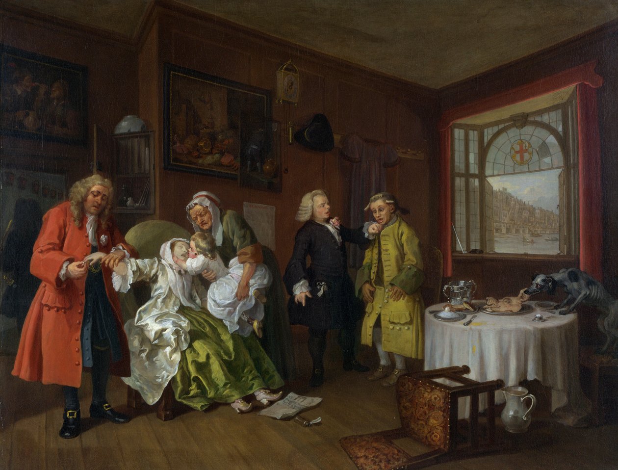 Casamento A-la-Mode: 6, a morte da senhora de William Hogarth