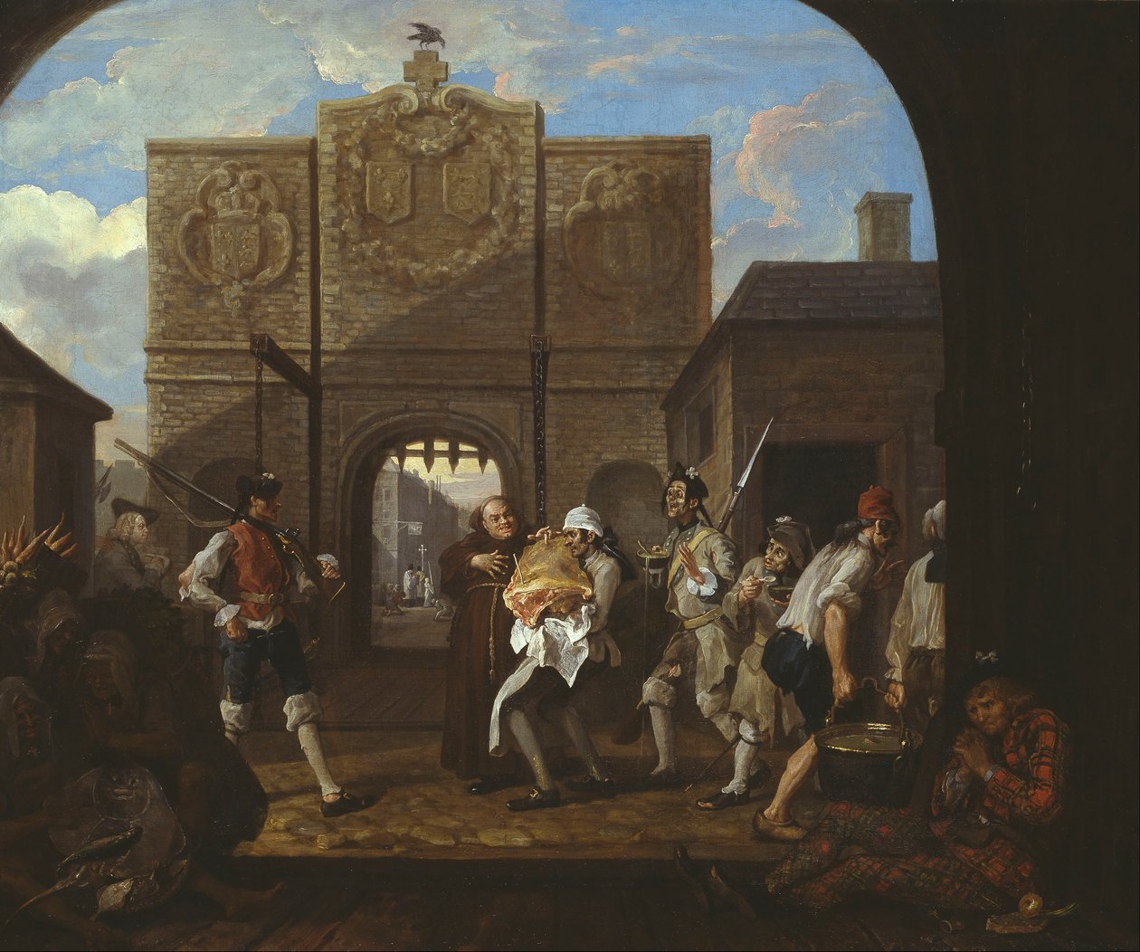 O carne assada da velha Inglaterra (o portão de Calais) de William Hogarth