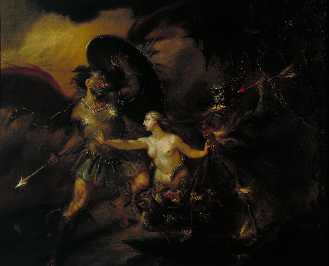 Satan, Sin e Death (Uma Cena do Paraíso de Milton) de William Hogarth