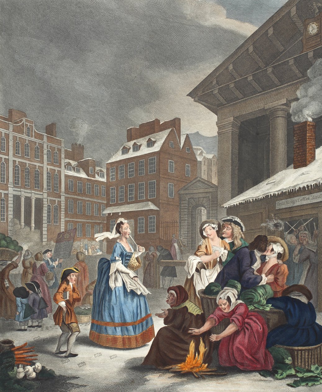 Tempos do dia: Manhã, ilustração de &39;Hogarth restaurado: as obras inteiras do célebre William Hogarth, re-gravado por Thomas Cook&39;, pub. 1812 (gravura colorida à mão) de William Hogarth