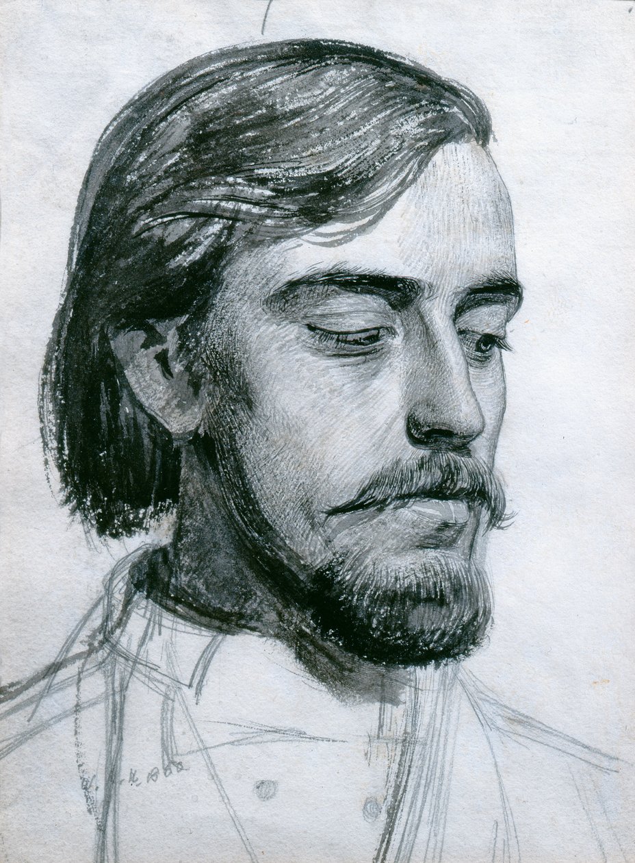 Estudo para o chefe dos Namorados, 1880 (wc) de William Holman Hunt