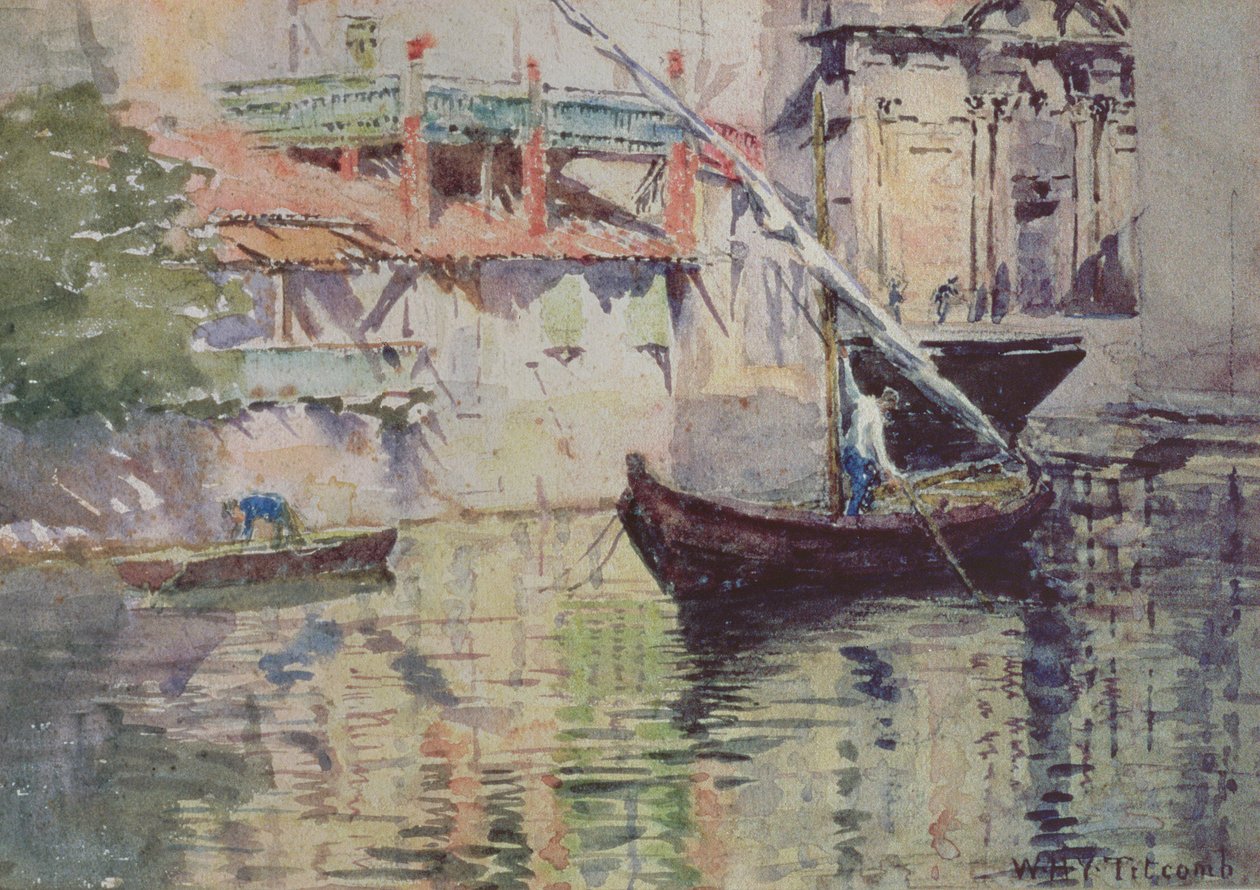 Um canal lateral, Veneza (wc no papel) de William Holt Yates Titcomb