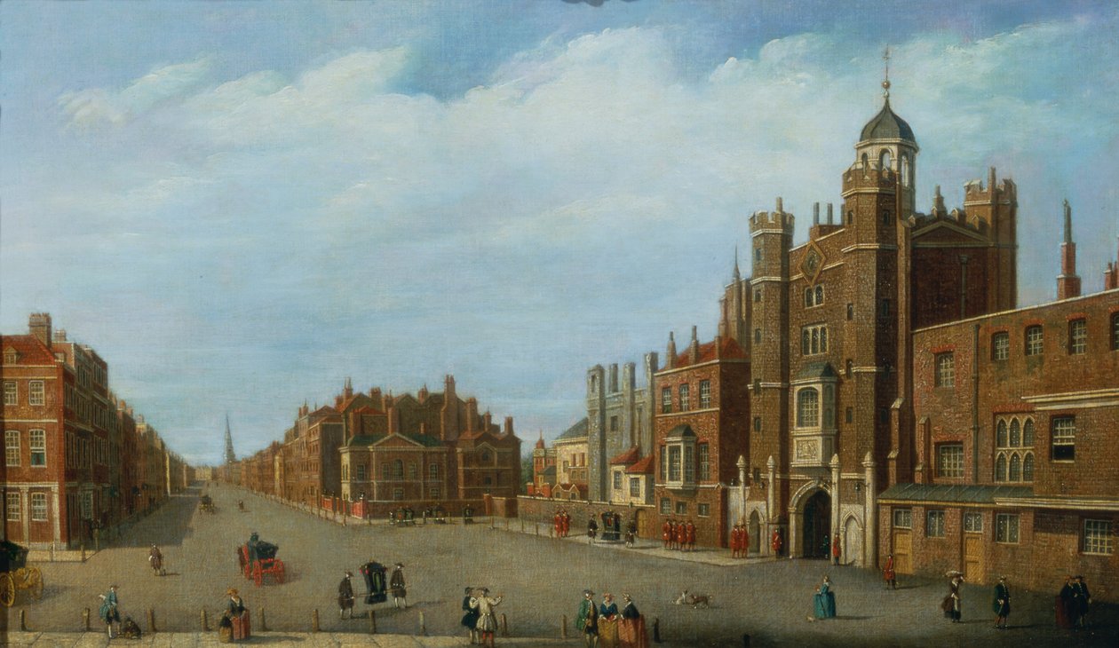 Vista do Palácio de St. James e Pall Mall, c.1770 de William James