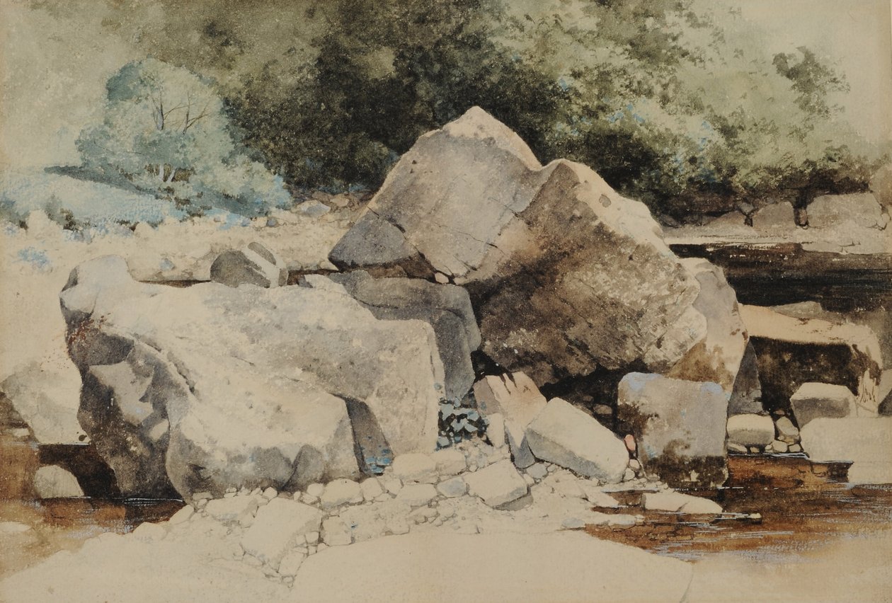 Rochas em um córrego da montanha, 1840-58 (wc no papel) de William James Blacklock