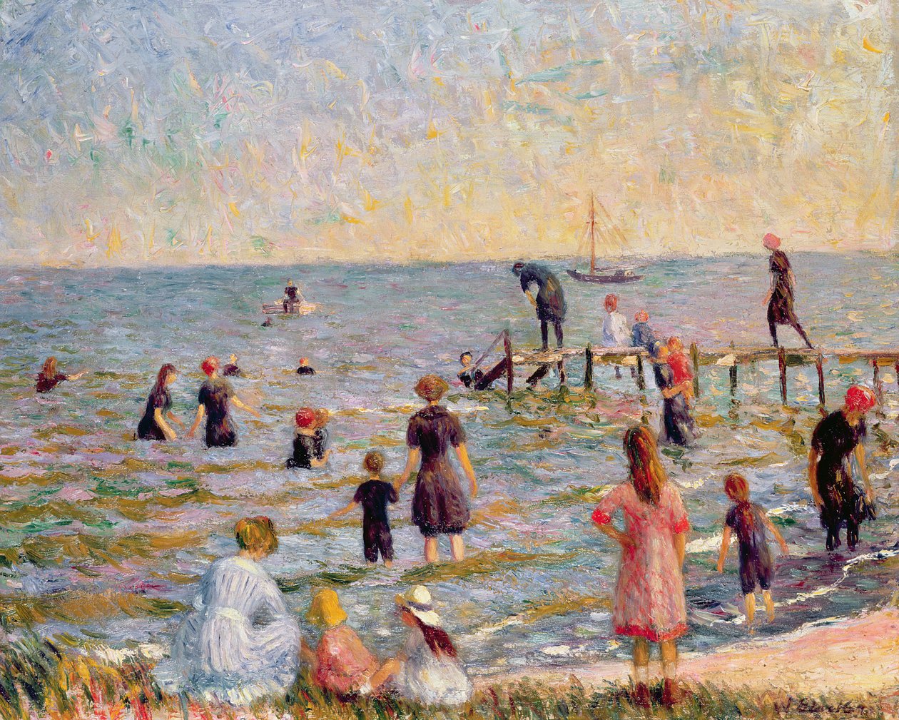 Tomar banho em Bellport, Long Island, 1912 de William James Glackens