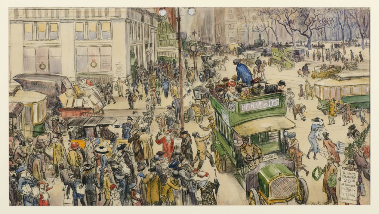 Compradores de Natal, Madison Square de William James Glackens