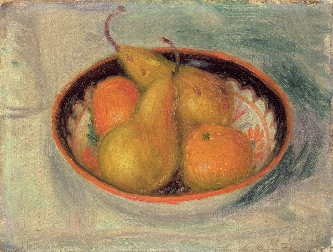Peras e laranjas em uma tigela, 1915 de William James Glackens