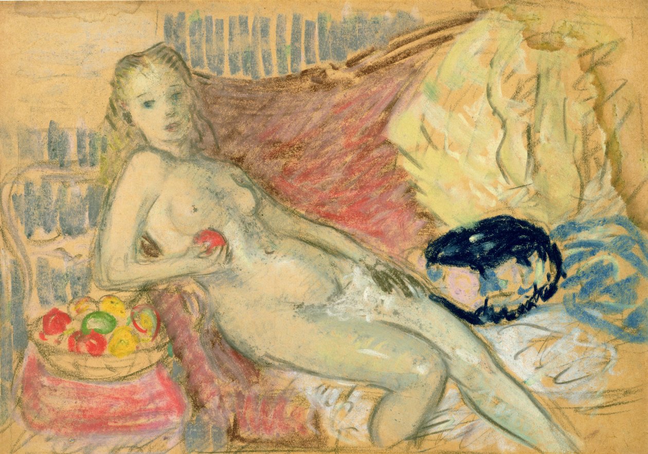 Estude para Nude com a Apple de William James Glackens