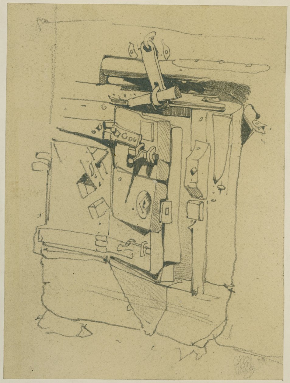 Porta de um Cofre (lápis sobre papel (colado a bordo)) de William James Muller