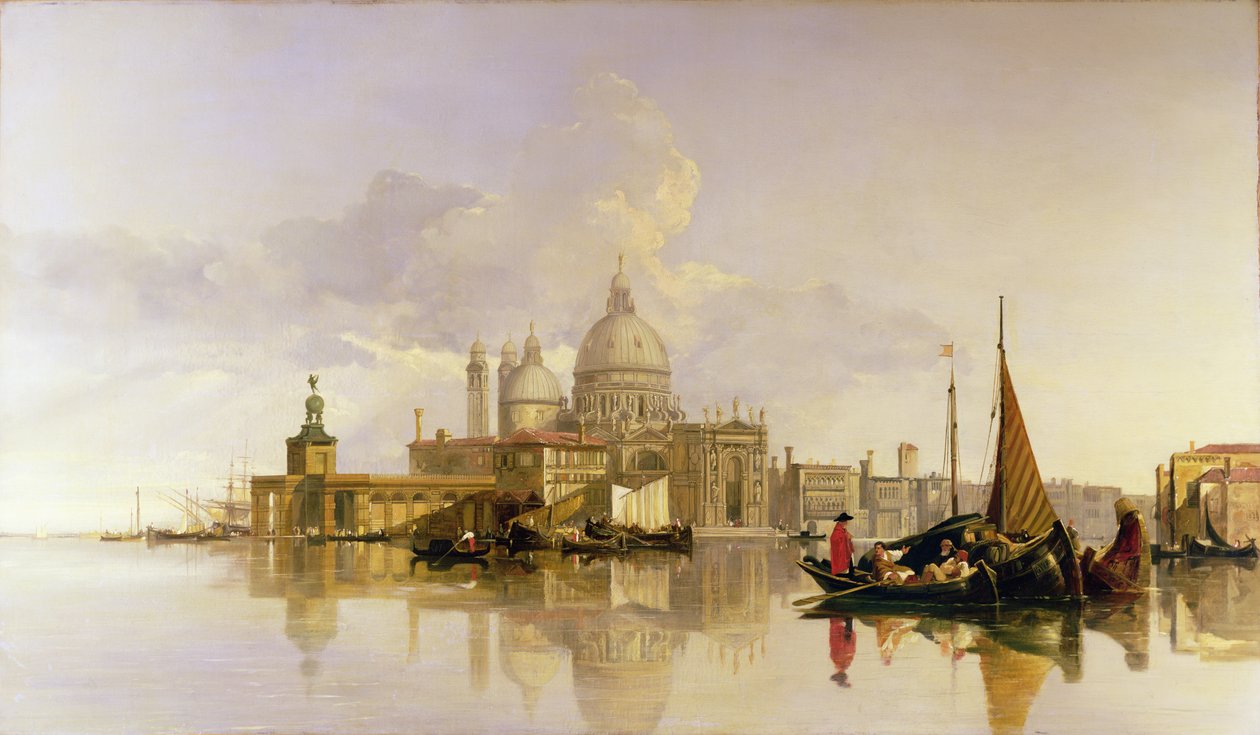Veneza com a Dogana e a Igreja de S. Maria de William James Muller