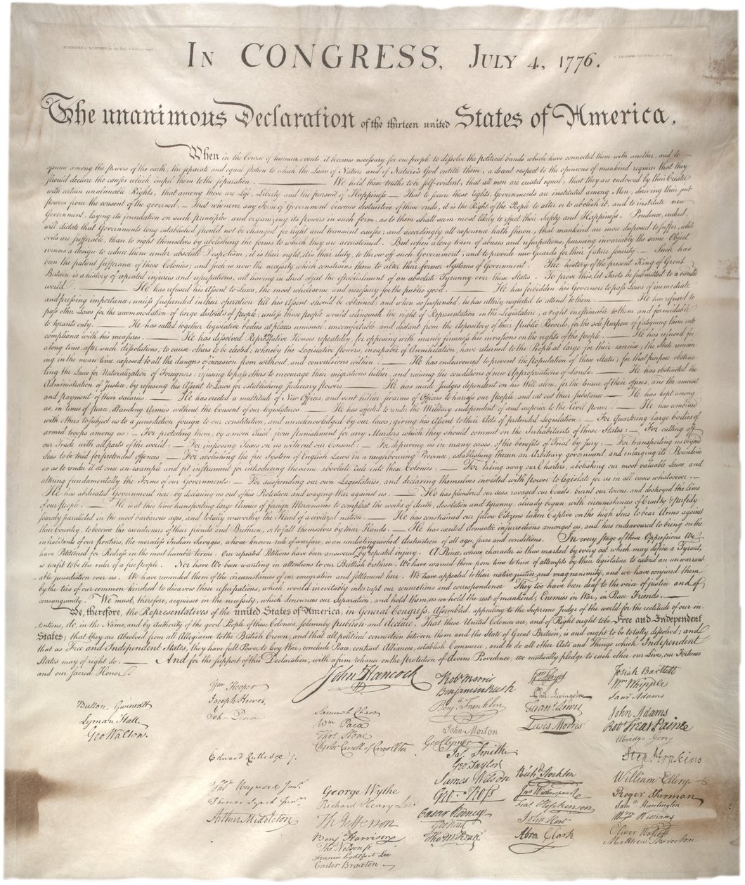 Declaração de Independência, 1776, 1 de janeiro de 1823 (fac-símile em pergaminho) de William James Stone