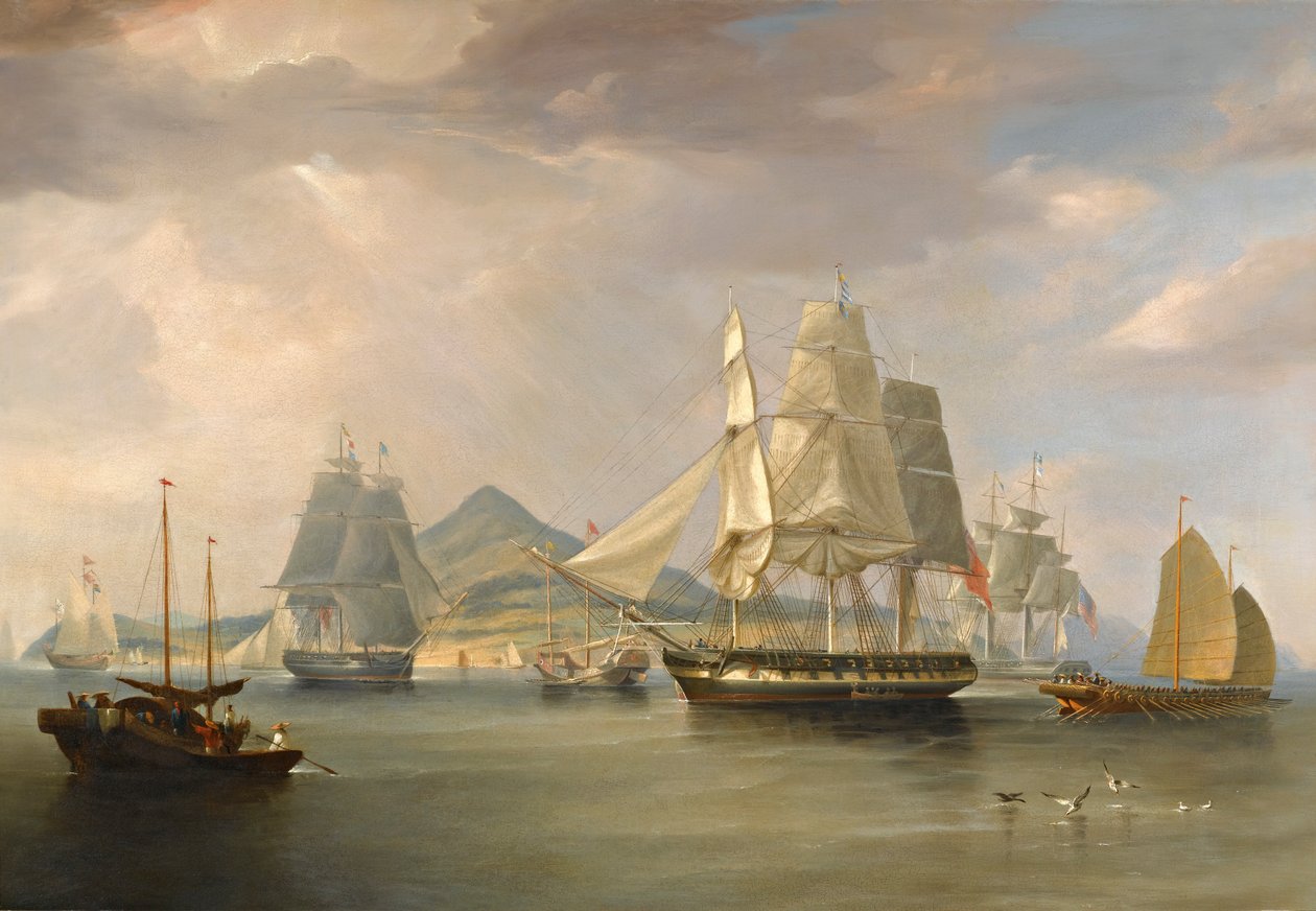Os navios de ópio em Lintin, China, 1824 de William John Huggins