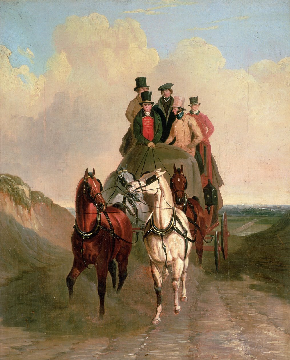 Um treinador e quatro em uma estrada aberta de William Joseph Shayer