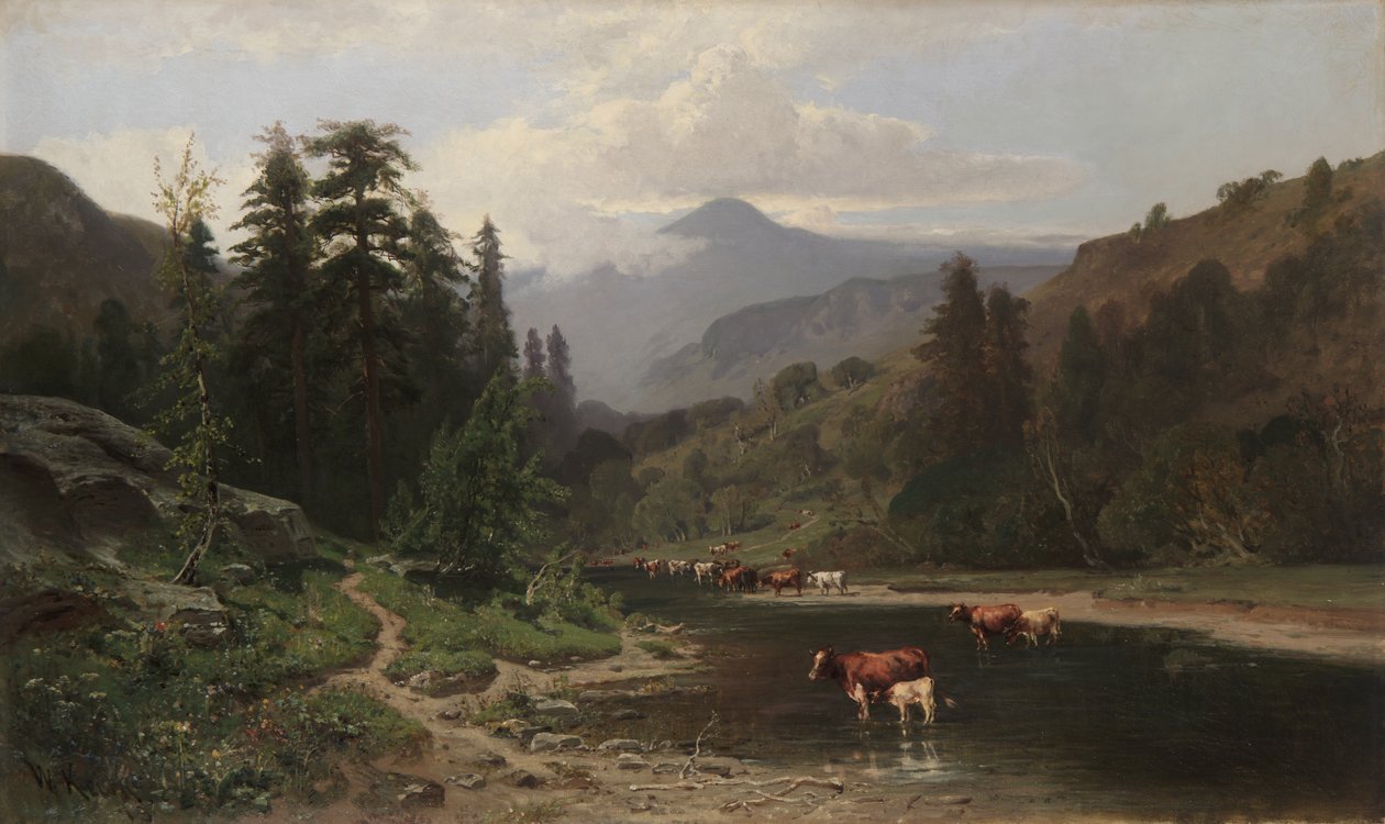 Paisagem montanhosa com gado, 1879 de William Keith