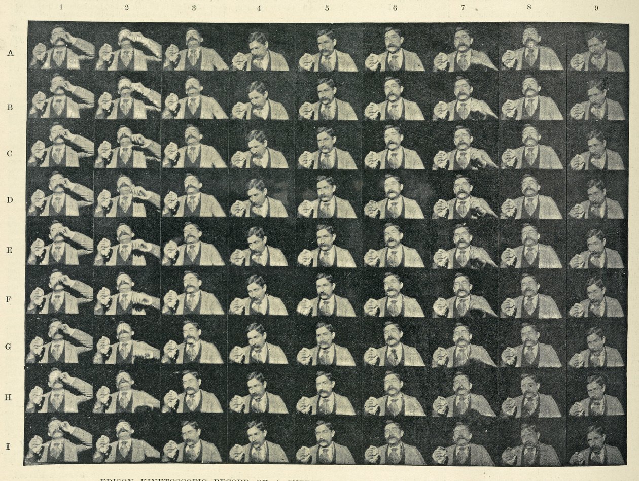 Registro kinetoscopic de Edison de um espirro c.1894 de William Kennedy Laurie Dickson