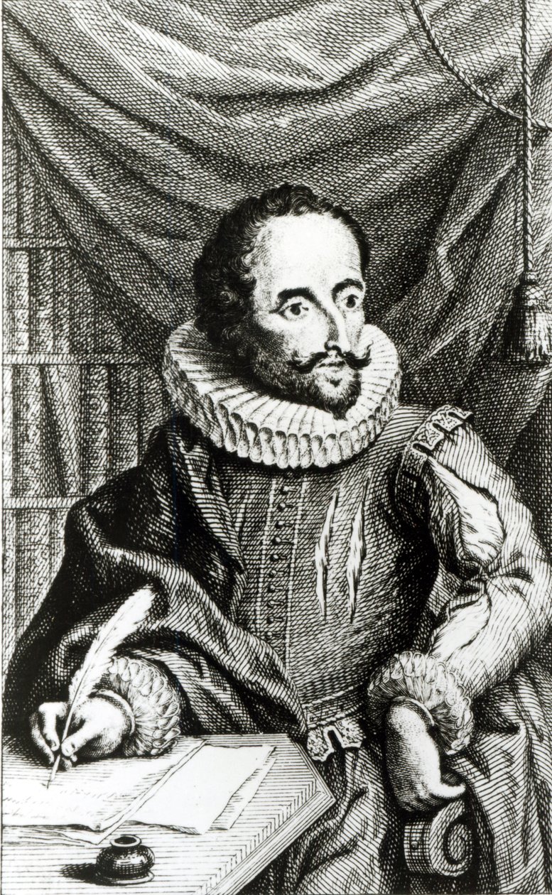Retrato de Miguel de Cervantes Saavedra (1547-1616) gravado por Jacob Folkema (1692-1767) de William Kent