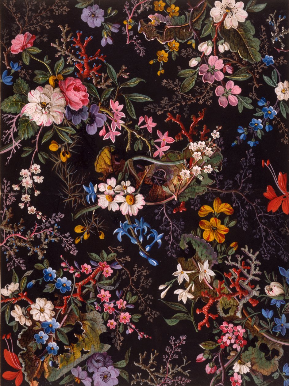 Design têxtil, c.1788-92 (wc no papel) de William Kilburn