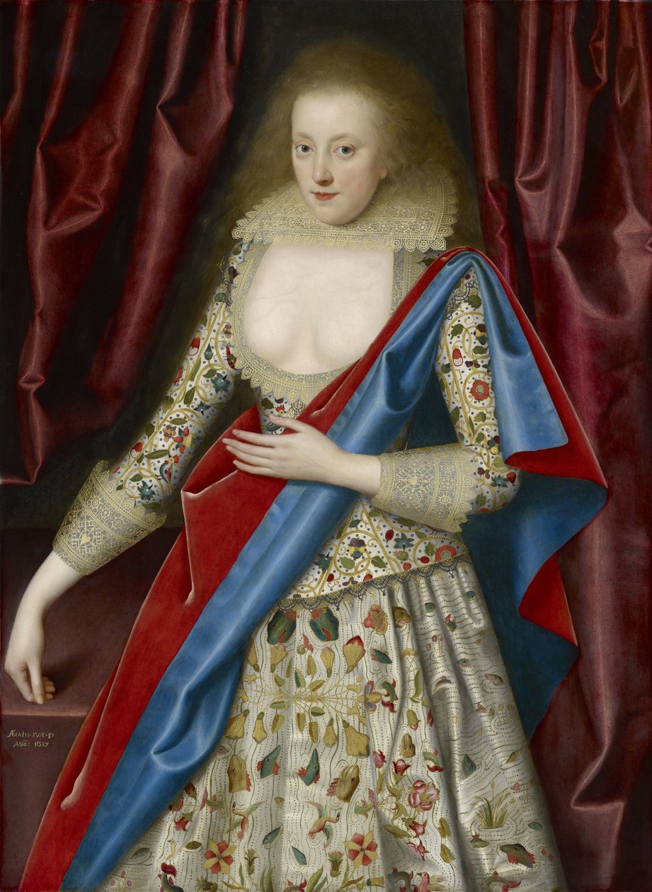 Retrato de uma senhora em vestido de mascar, possivelmente Jane, Lady Thornhagh de William Larkin