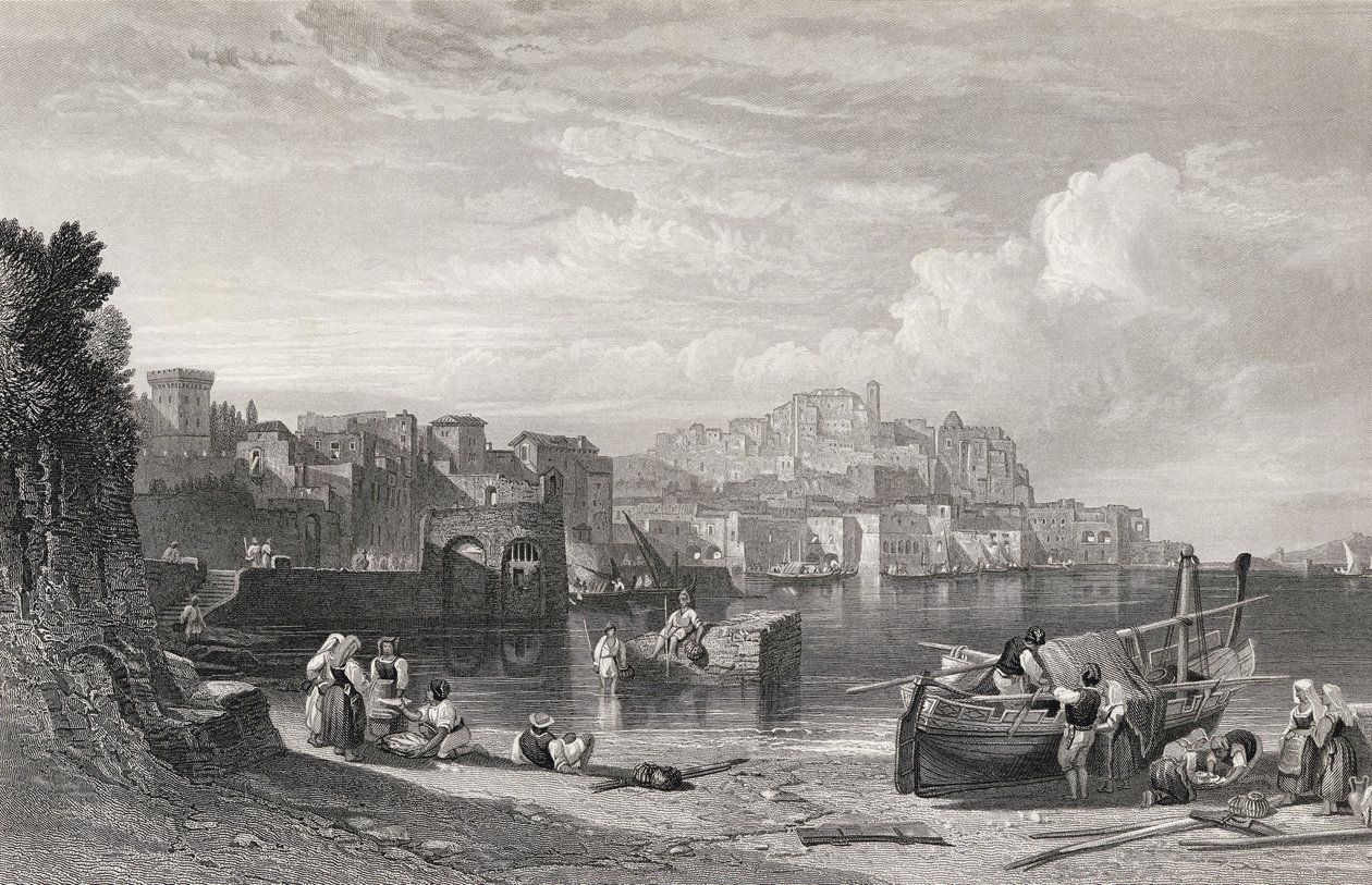 Pozzuoli, a antiga cidade de Puteoli, gravada por William Richardson (1842-77), do "The Imperial Bible Dictionary", publicado por Blackie und Son, c.1880s de William Leighton Leitch