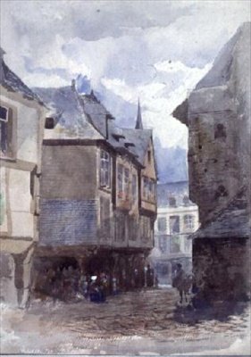 Uma rua em Dinan, França (desenho) de William Linnaeus Casey