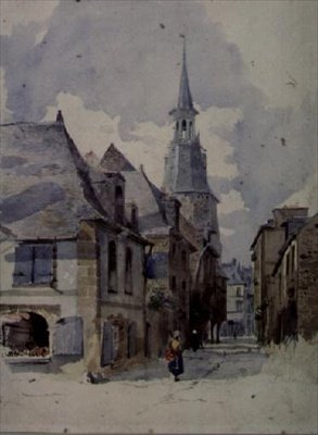 Uma rua em Dinan, França (desenho) de William Linnaeus Casey