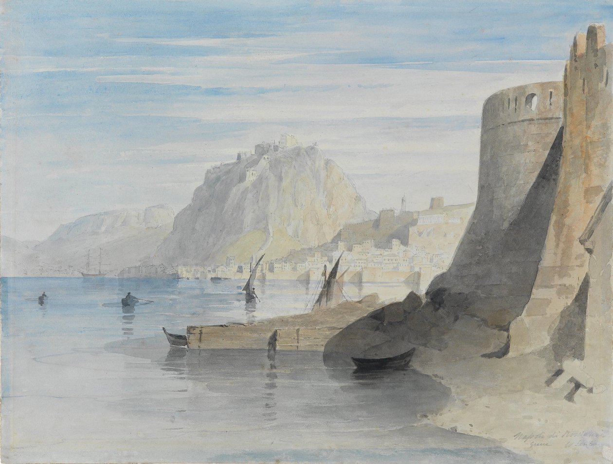 Ver no porto de Nafplion, intitulado Napoli di Romania, Greece de William Linton