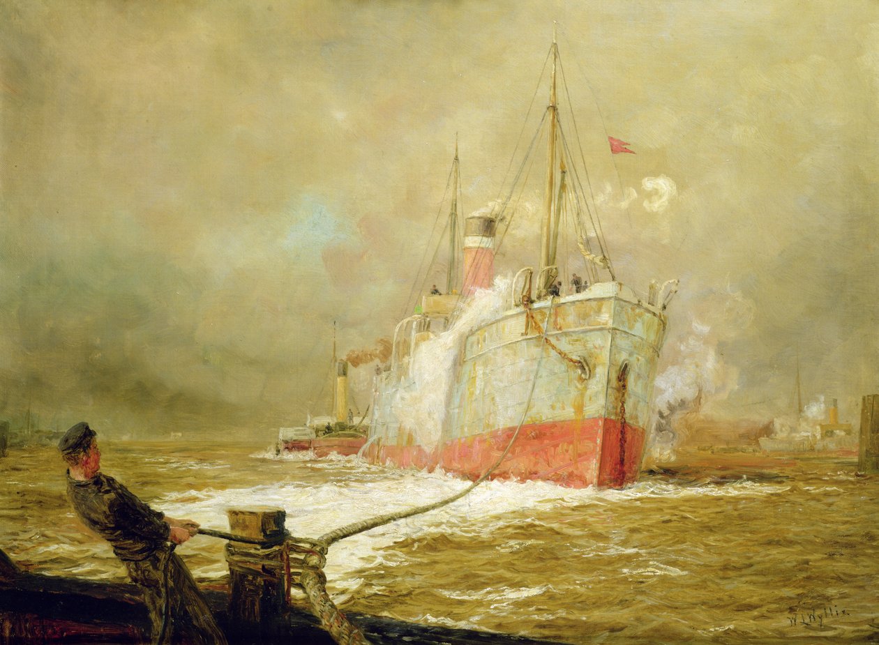 Ancorando um Navio de Carga de William Lionel Wyllie